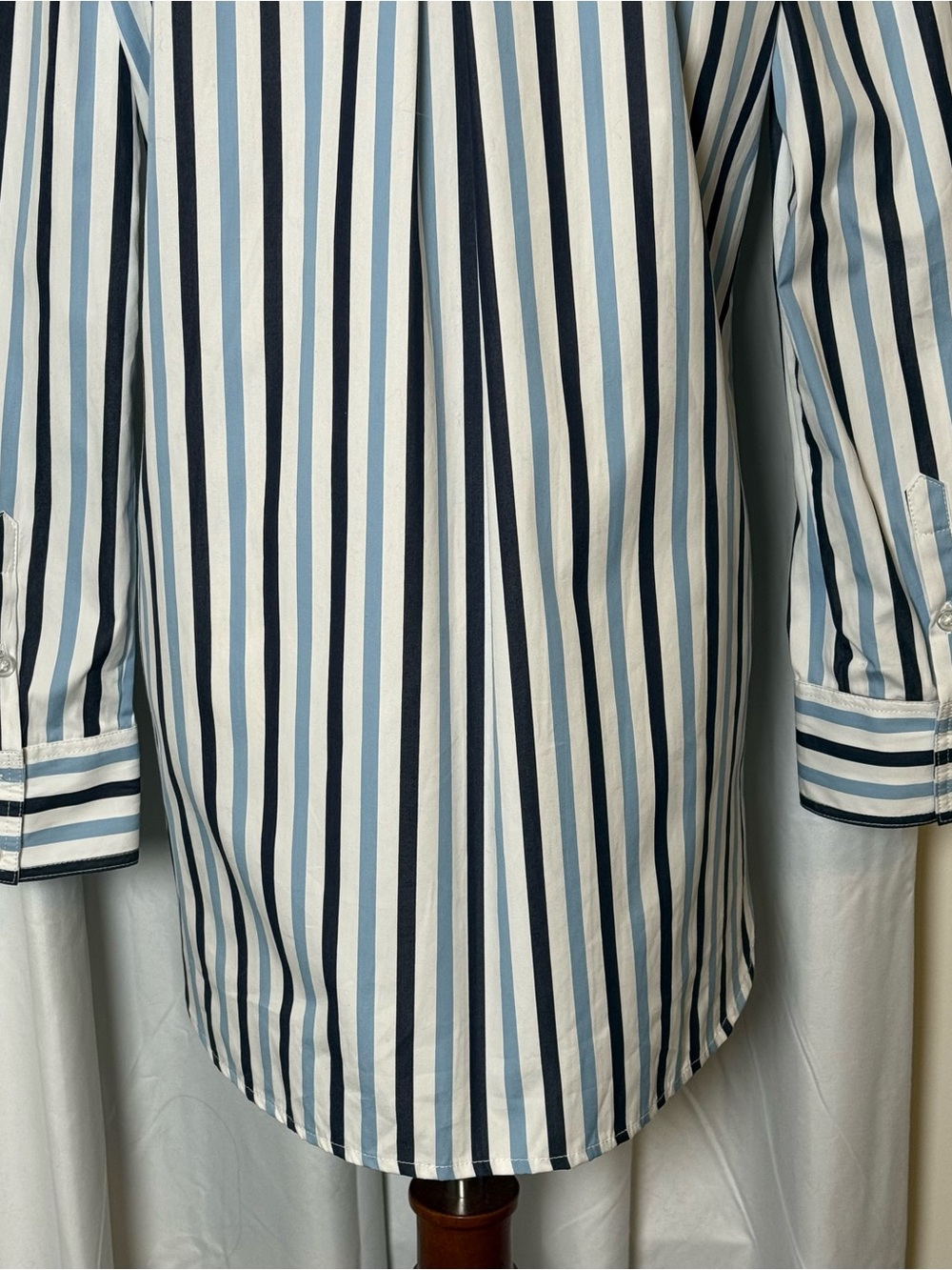 Tyler Boe Blue White Stripe Cotton Button Down Shirt Womens Small NWT - Picture 8 of 11